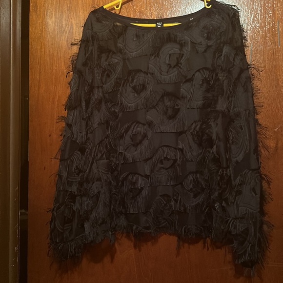 Drop shoulder lantern sleeve fuzzy blouse - Picture 1 of 4